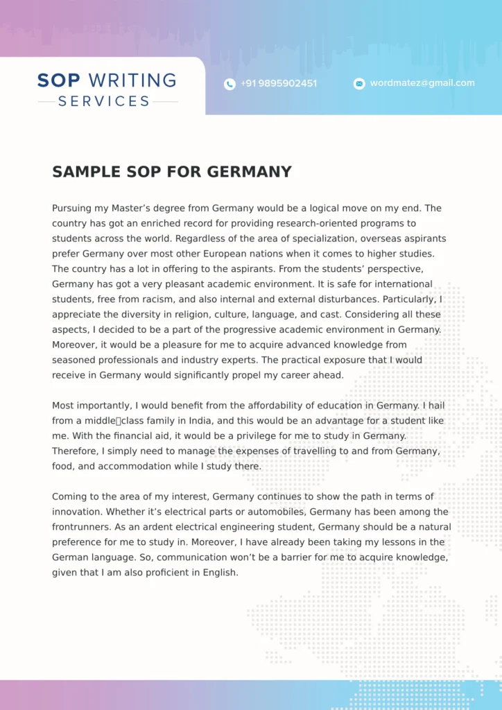 Sample sop for germany2