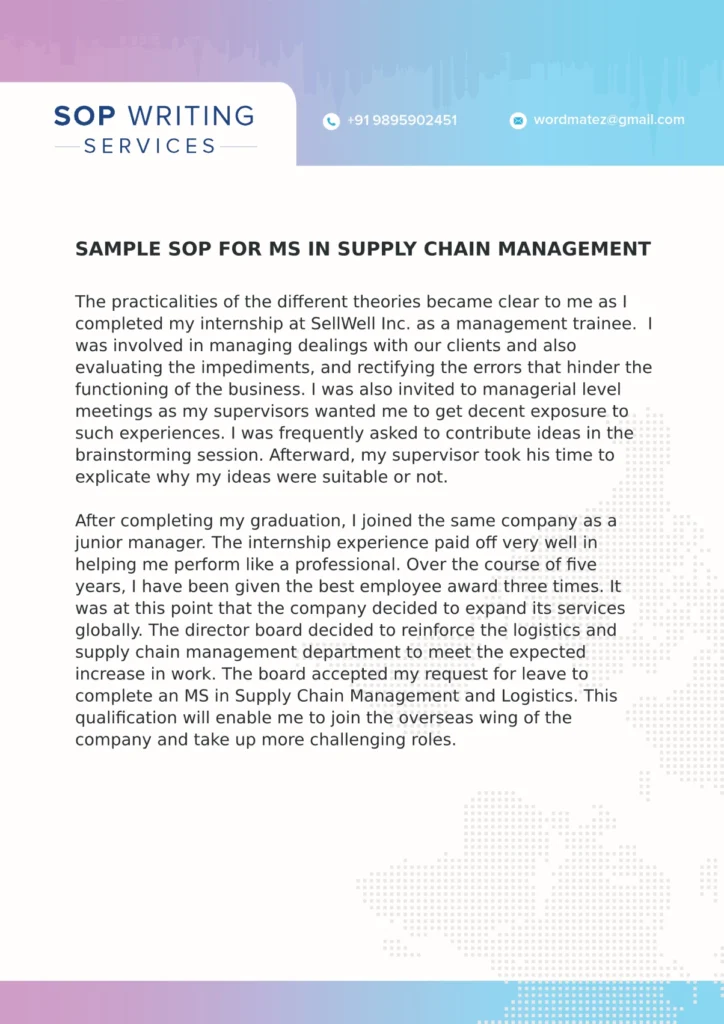 Sample sop for supply chain management2