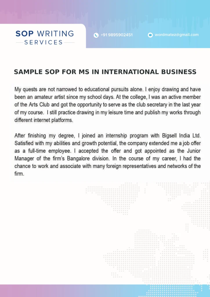 personal statement international business management