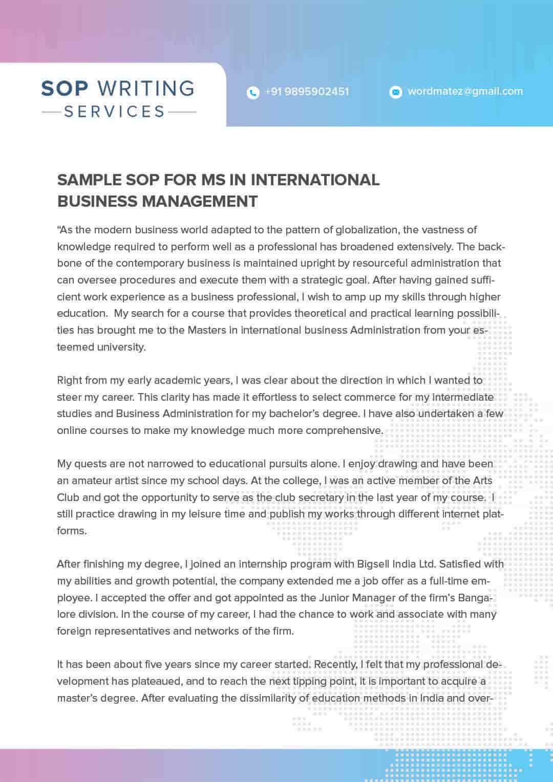 Sample sop for MS in International Business Managemen 1 